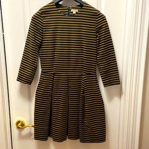 GAP Striped three-quarter sleeve fit and flare dress